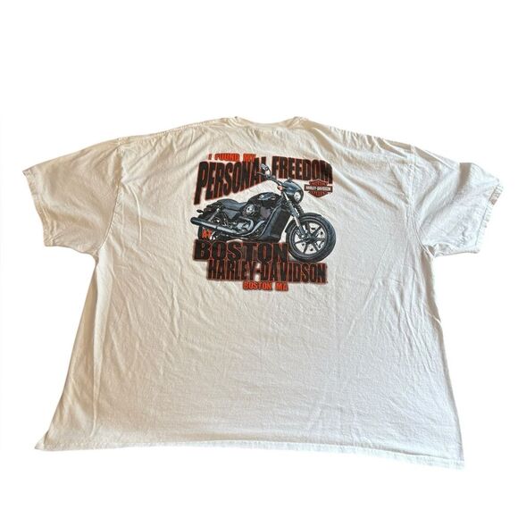 Harley Davidson White Short Sleeve Tee Classic Crew Neck Boston MA Mens 3XL - Picture 1 of 8